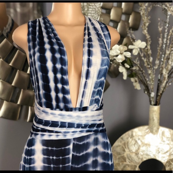 Blue & White Tie Dye Multi Wrap Jumper - Picture 5 of 8